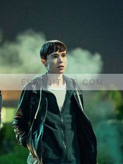 Elliot Page The Umbrella Academy S03 Black Leather Jacket