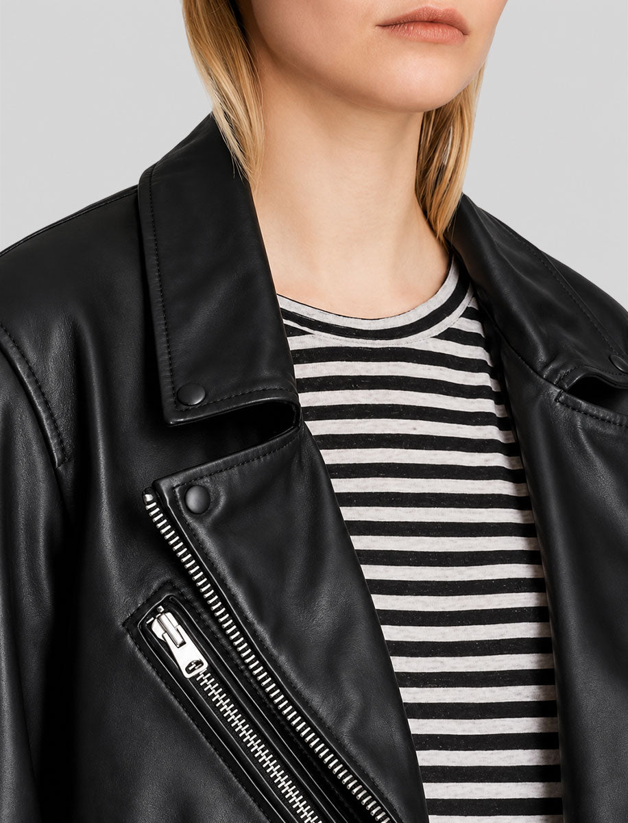 Emily In Paris Camille Razat Leather Black Jacket