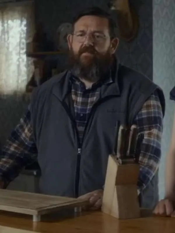 Get Away 2024 Nick Frost Grey Vest