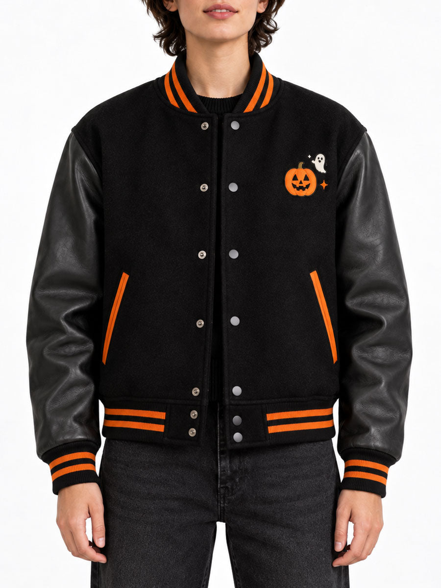 Halloween Pumpkin Varsity Jacket 