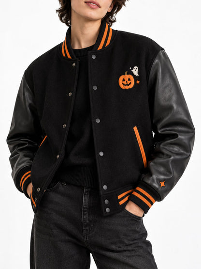 Unisex Halloween Pumpkin Varsity Jacket 