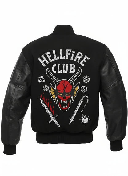 Hellfire Club Stranger Things  S04 Black Varsity Jacket