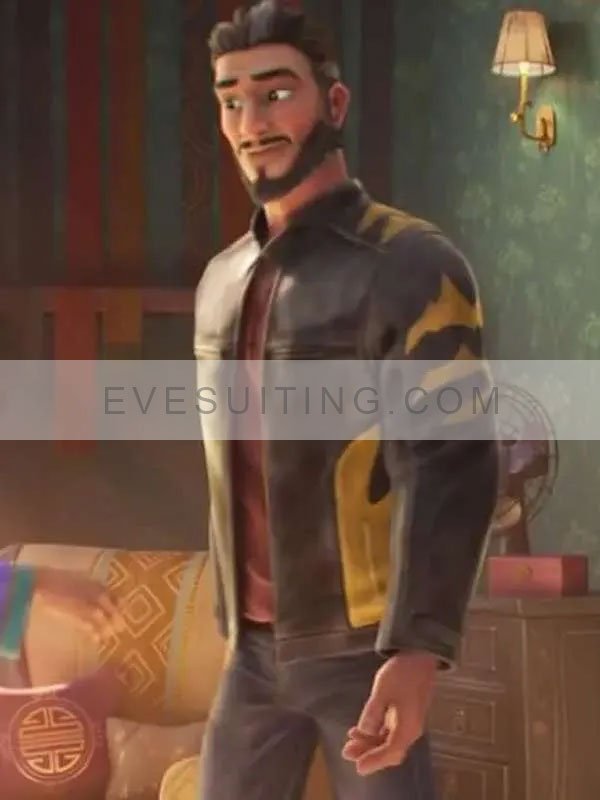 Henry Golding Movie The Tiger’s Apprentice 2024 Mr. Hu Black And Yellow Leather Jacket