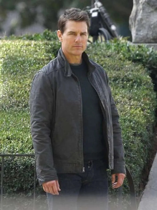 Jack Reacher Never Go Back Tom Cruise Grey Leather Jacket