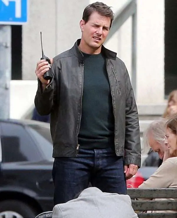 Jack Reacher Never Go Back Tom Cruise Grey Leather Jacket