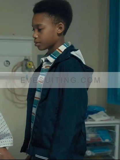 Jacob TV Series Criminal Record Season 1 Jordan A. Nash Blue Hooded Jacket