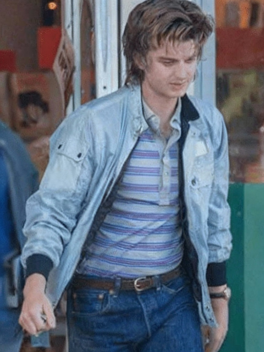 Joe Keery Stranger Things Season 04 Steve Harrington Blue Bomber Jacket
