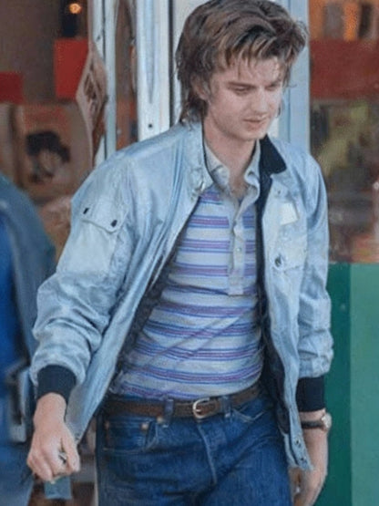 Joe Keery Stranger Things Season 04 Steve Harrington Blue Bomber Jacket