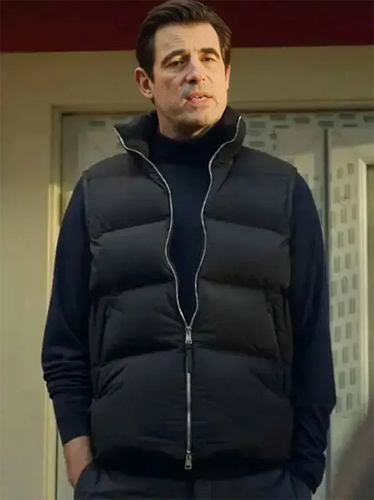 John Paul Bad Sisters Season 1 Black Puffer Vest