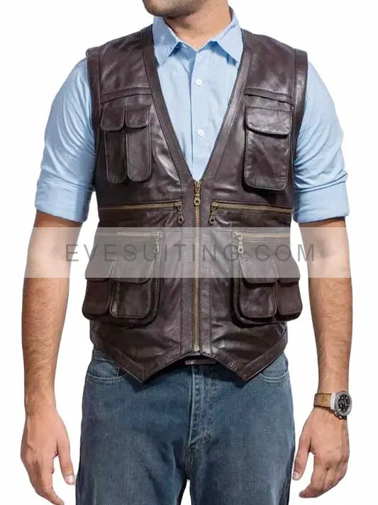 Jurassic World Chris Pratt Brown Leather Vest