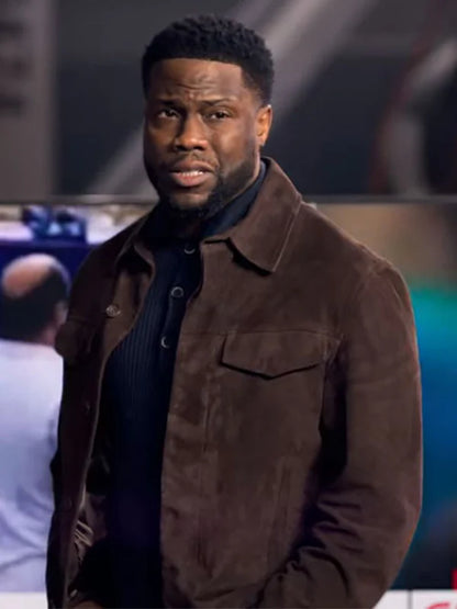 Kevin Hart Lift 2024 Brown Suede Jacket