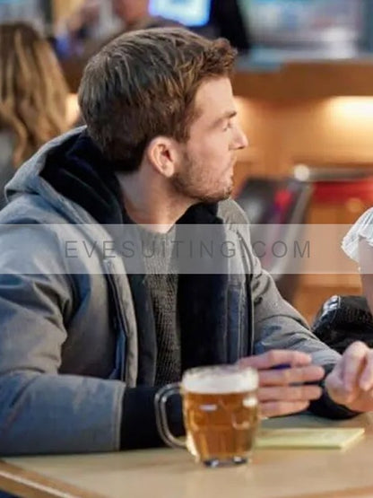 Kirk Brown Movie CrimeTime Freefall 2024 Kyle Warren Grey Hooded Jacket