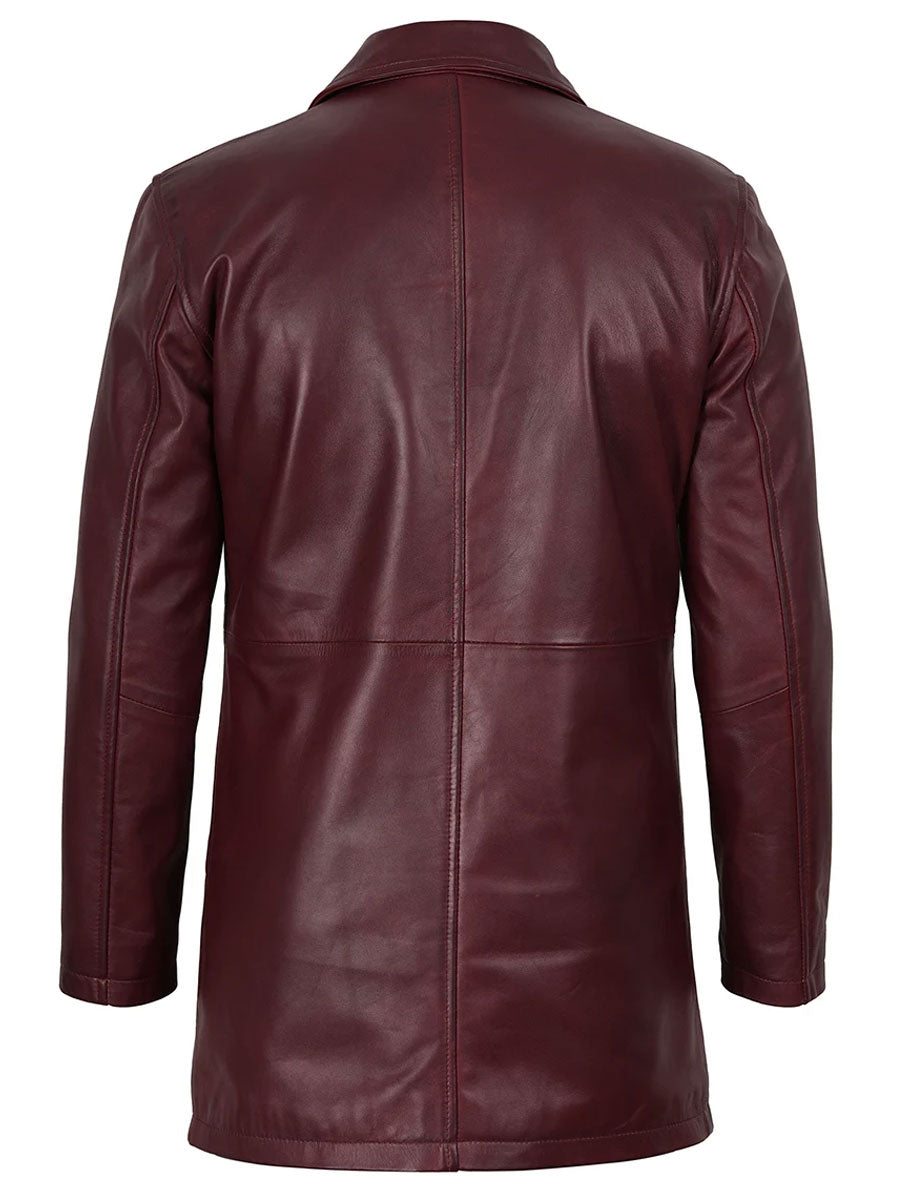 Paul Burgundy Leather Car Coat