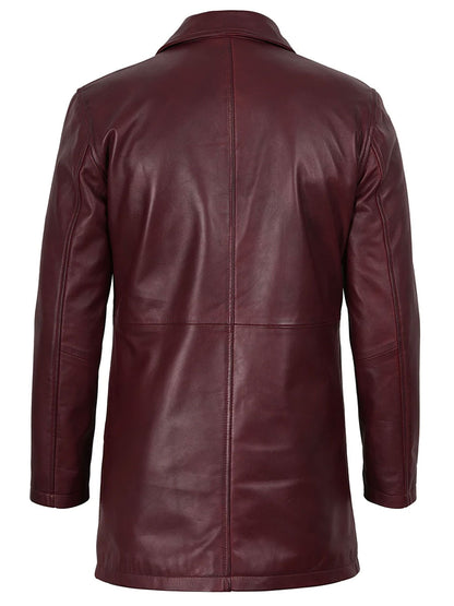 Paul Burgundy Leather Car Coat