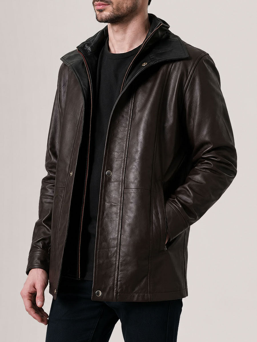 Nathan Maroon Sheepskin Leather Coat