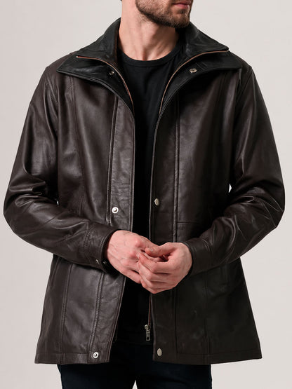 Nathan Maroon Sheepskin Leather Coat
