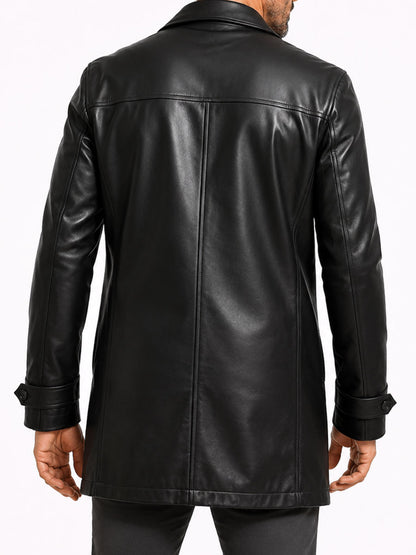 Mason Genuine Sheepskin Black Leather Coat