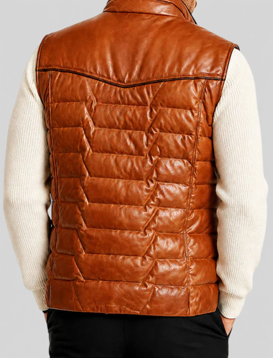 Maverick Brown Sleeveless Leather Vest