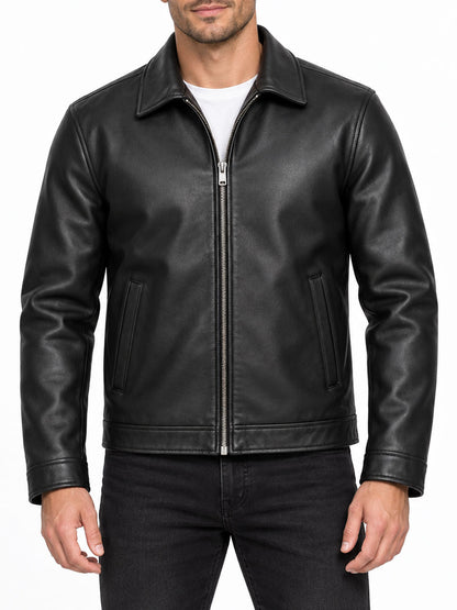 Men’s Black Faux Leather Biker Jacket