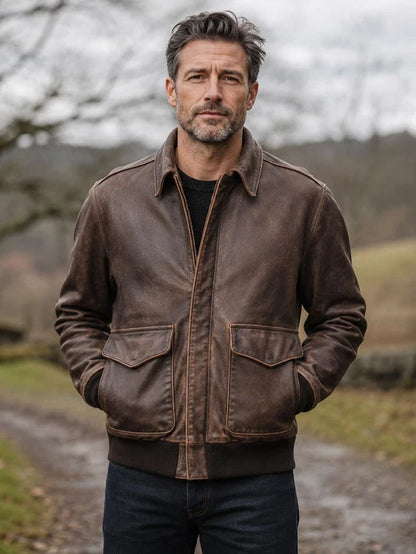 Men's Brown A2 Bomber Jacket