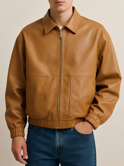 Men’s Tan Relaxed Leather Jacket