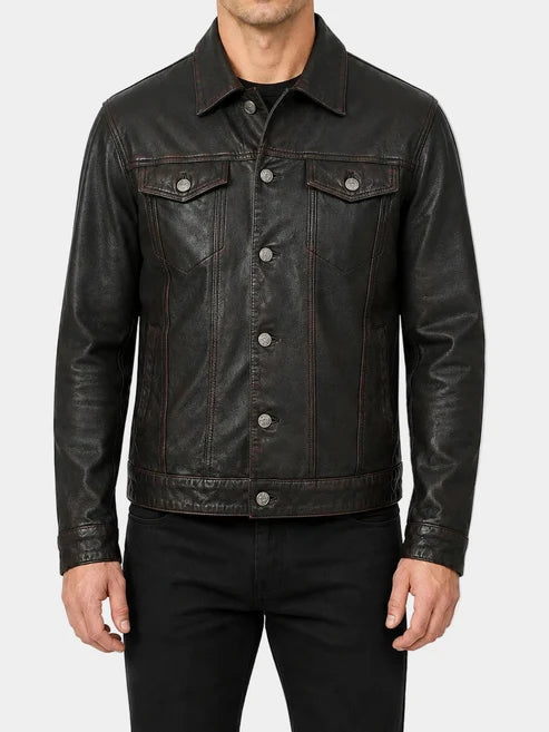 Men's Vintage Black Leather Jacket