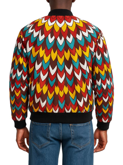 Men's African Wax Print Ankara Bomber Jacket
