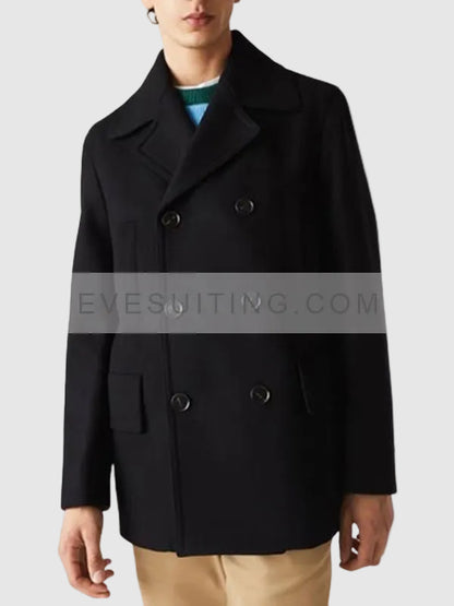 Men's Black Wool Peacoat
