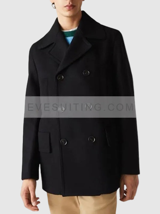 Men's Black Wool Peacoat