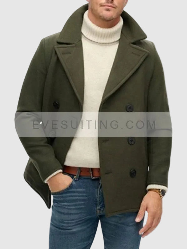 Men's Green Wool Peacoat