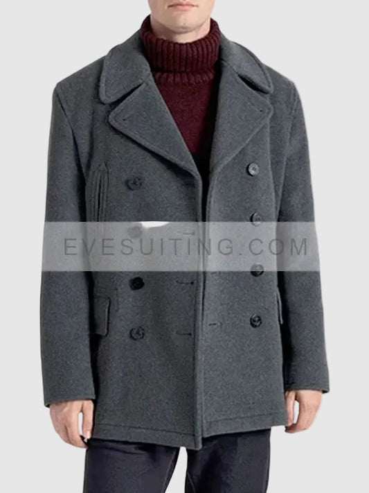 Men's Grey Wool Peacoat