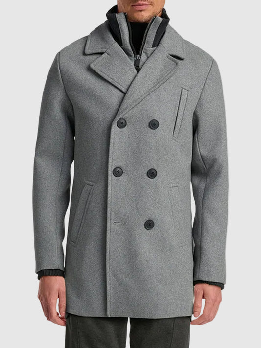 Men's Light Grey Wool Peacoat