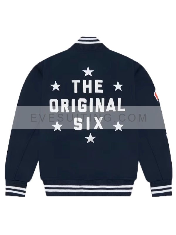 Men's Toronto Maple Leafs OVO Blue Full-Snap Varsity Jacket