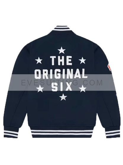 Men's Toronto Maple Leafs OVO Blue Full-Snap Varsity Jacket