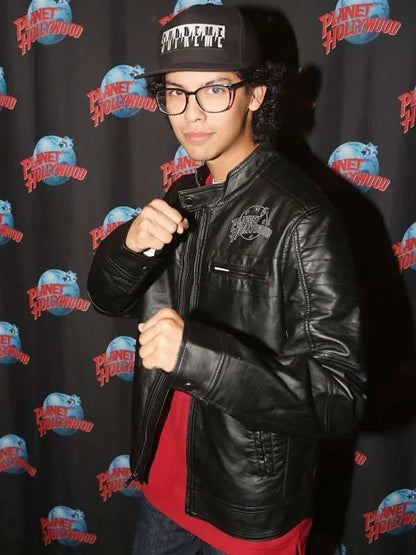 Miguel Diaz Cobra Kai Xolo Mariduena Black Leather Jacket