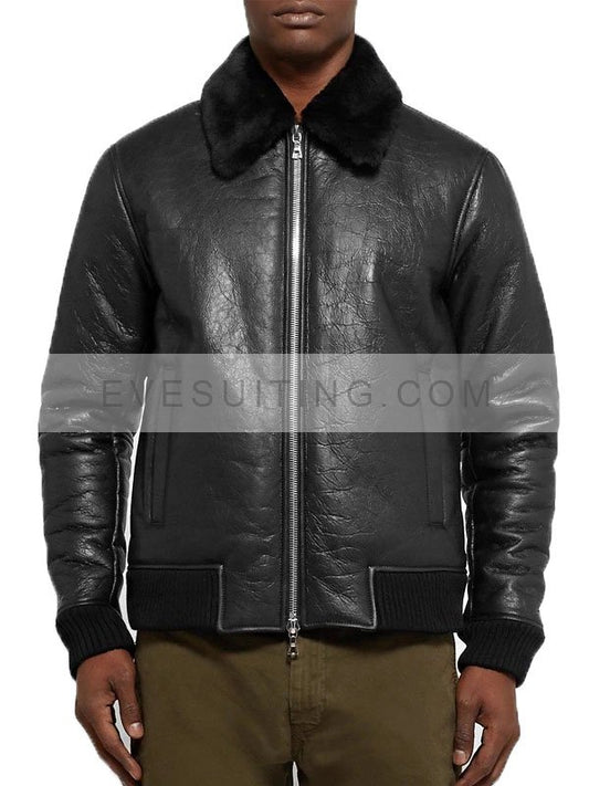 NN07 Rowan Trimmed Black Leather Jacket