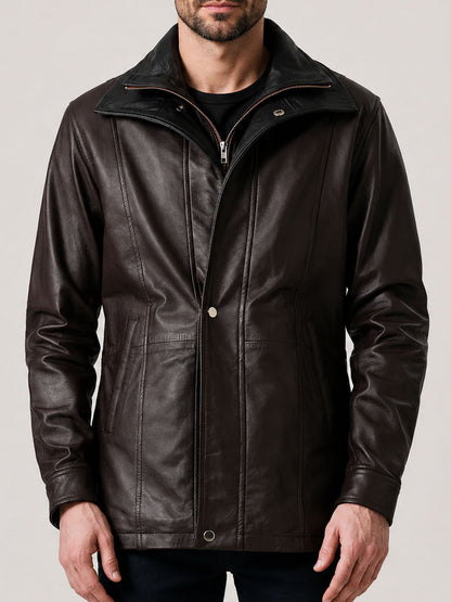 Nathan Maroon Sheepskin Leather Coat