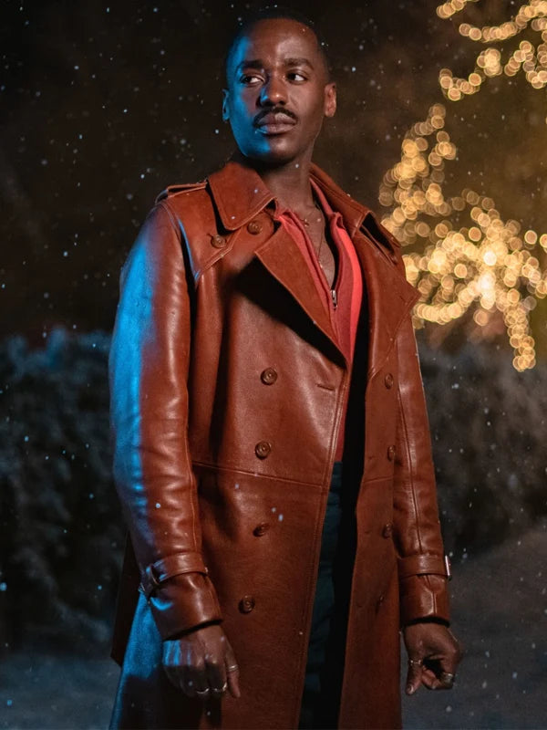 Ncuti Gatwa Doctor Who 2024 15th Doctor Brown Leather Trench Coat