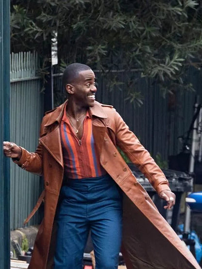 Ncuti Gatwa Doctor Who 2024 Leather Trench Coat