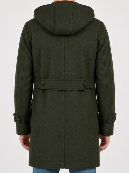 Callum Olive Green Hooded Duffle Coat