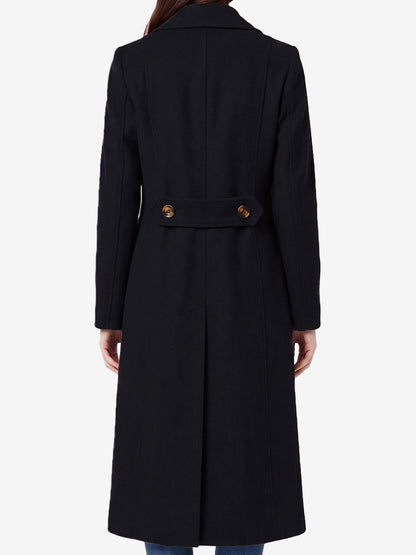 Paula Black Single Breasted Wool Coat Long