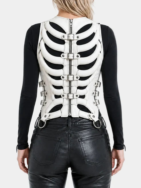 Rib Cage Leather Corset Vest For Women