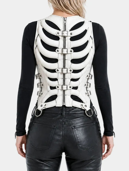 Rib Cage Leather Corset Vest For Women