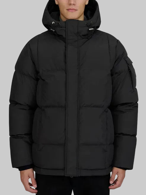 Rob Edwards Black Hooded Puffer Jacket