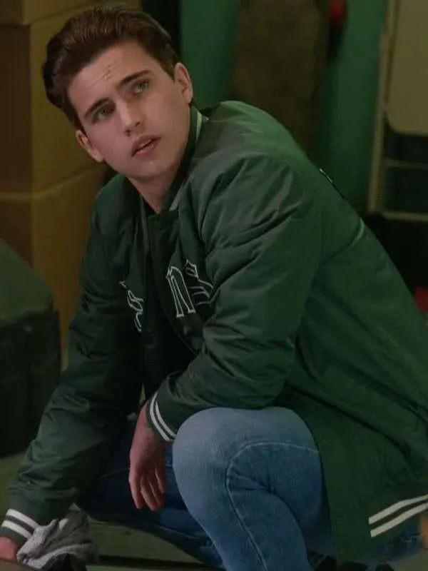 Robby Keene Cobra Kai S04 Tanner Buchanan Green Varsity Jacket