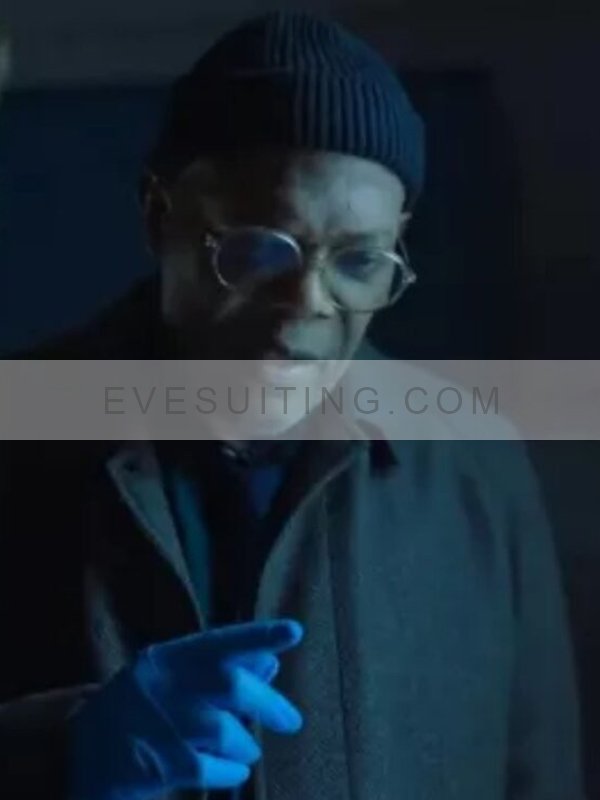 Samuel L. Jackson Movie Damaged 2024 Dan Lawson Black Wool Trench Coat