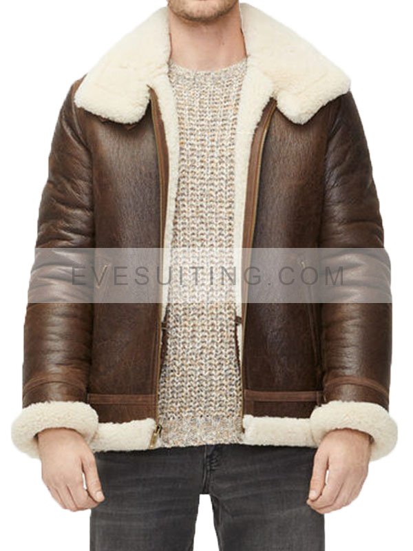 Sheepskin Shearling Alex Brown Leather Jacket