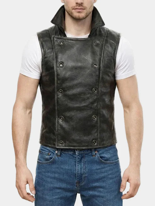 Spider Man Noir Leather Black Vest
