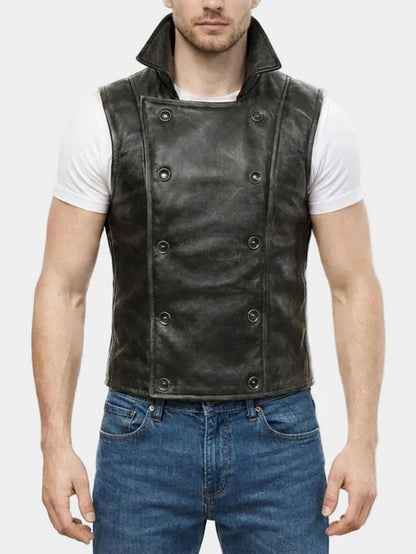 Spider Man Noir Leather Black Vest