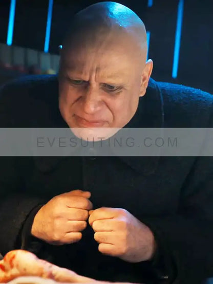 TV Series Wednesday Fred Armisen Black Long Wool Black Coat